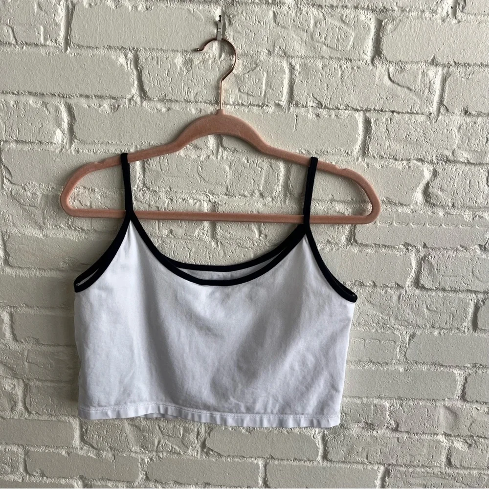 adidas White and Black Cropped Tank Top